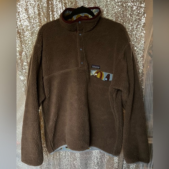 Patagonia Reversible  Blue and Brown Floral Jacket - Picture 2 of 6